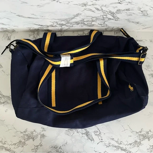 Polo Ralph Lauren Varsity Logo Patches Newport Canvas Duffle Bag PWing Bear CP93